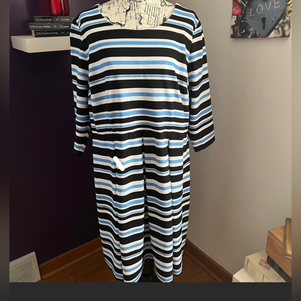Lane Bryant Blue/Black Striped Dress Sz20
